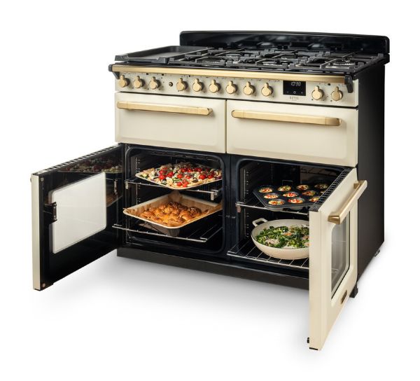 Rangemaster 15253 Estel Deluxe 110 Dual Fuel Range Cooker in Misty Blue with Chrome Trim - ESDLB110DFPMSB/CM1_ovens