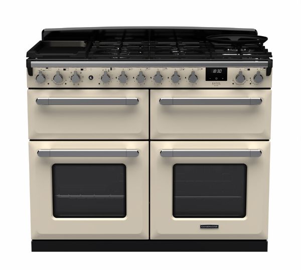 Rangemaster 15250 Estel Deluxe 110 Dual Fuel Range Cooker in Pale Cream with Chrome Trim - ESDLB110DFPPCR/CM1_main