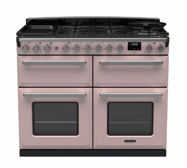 Rangemaster 15254 Estel Deluxe 110 Dual Fuel Range Cooker in Pale Pink with Chrome Trim - ESDLB110DFPPPK/CM1_main
