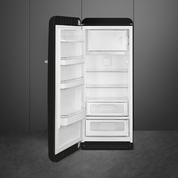 Smeg FAB28LBL5UK 60cm 50s Style Left Hand Hinge Fridge with Icebox In Black_inside