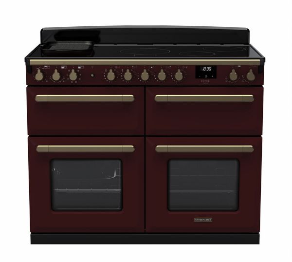 Rangemaster 18168 Deluxe 110 Induction Range Cooker in Bordeaux with Antique Brass Trim - ESDLB110EIPBOR/AB1_main