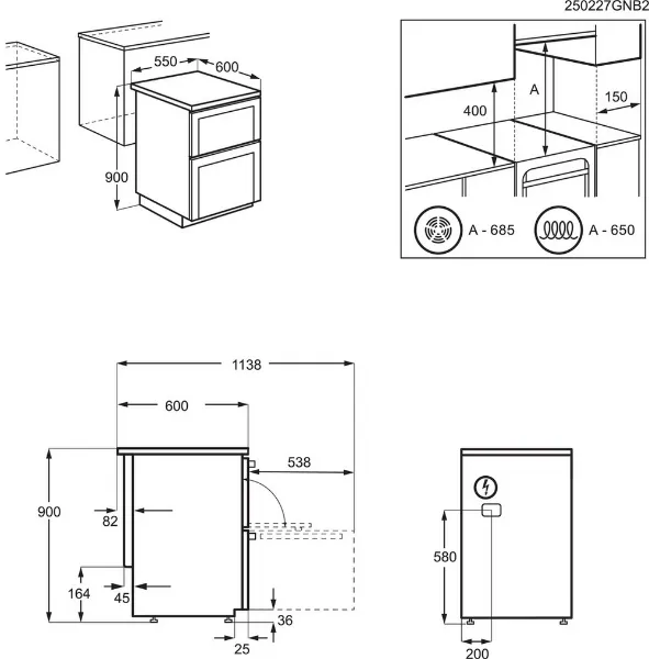 AEG CCX1530ACW 55cm Double Oven Electric Cooker with Ceramic Hob - White_diagram
