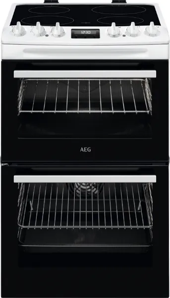 AEG CCX1530ACW 55cm Double Oven Electric Cooker with Ceramic Hob - White_main