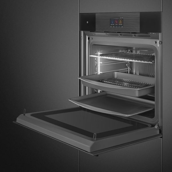 Smeg SO6104APB3 60cm Linea Omnichef Single Oven Midnight Black shelves