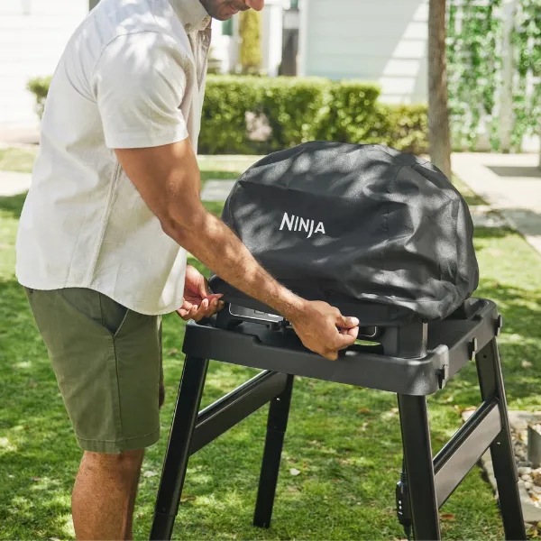 Ninja OG901UKCOVKIT Electric BBQ Grill & Smoker with Cover and Woodfire Pellets  - Black/Blue_cover