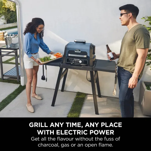 Ninja OG901UKCOVKIT Electric BBQ Grill & Smoker with Cover and Woodfire Pellets  - Black/Blue_any time any place