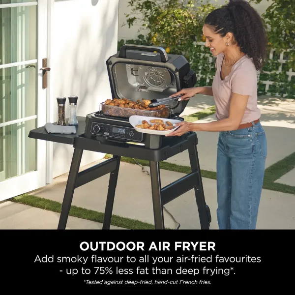 Ninja OG850UK Woodfire XL Electric BBQ Grill & Smoker with Cover and Pellets - Black/Grey_outdoor air fryer