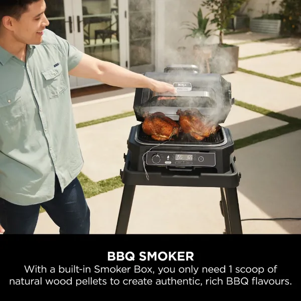Ninja OG850UK Woodfire XL Electric BBQ Grill & Smoker with Cover and Pellets - Black/Grey_bbq smoker