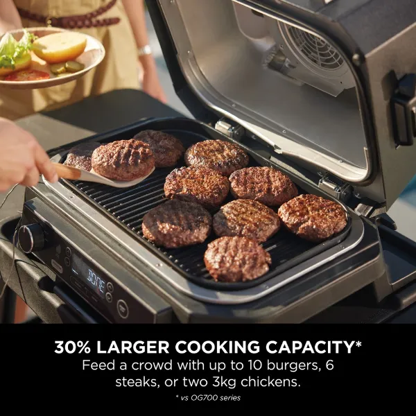 Ninja OG850UK Woodfire XL Electric BBQ Grill & Smoker with Cover and Pellets - Black/Grey_larger cooking capacity