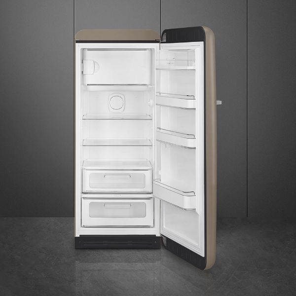 Smeg FAB28RDTP5 60cm 50s Style Fridge with Icebox Right Hand Hinge In Taupe_open