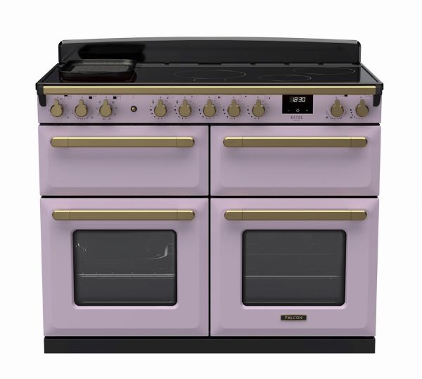 Rangemaster 18246 Deluxe 110 Induction Range Cooker in Heather with Antique Brass Trim - ESDLB110EIPHTH/AB1_main