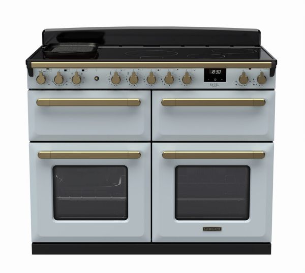 Rangemaster 18169 Estel Deluxe 110 Induction Range Cooker in Misty Blue with Antique Brass Trim - ESDLB110EIPMSB/AB1_main