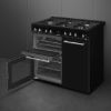 Smeg CX103GMBL 100cm Concert Dual Fuel Range Cooker in Black_ side view doors open