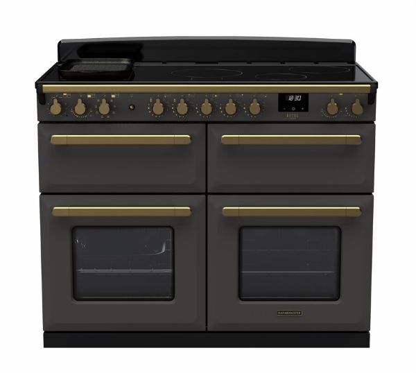Rangemaster 18166 Estel Deluxe 110 Induction Range Cooker in Slate with Antique Brass Trim - ESDLB110EIPSLT/AB1_main