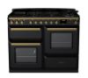 Rangemaster 18102 Estel Deluxe 110 Dual Fuel Range Cooker with Proving Drawer in Gloss Black with Antique Brass Trim - ESDLO110DFPGBL/AB1_main