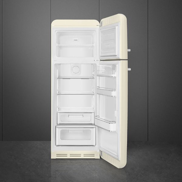 Smeg FAB30RCR5UK 60cm 50s Style Fridge Freezer Right Hand Hinge In Cream_open