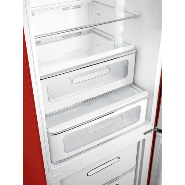 Smeg FAB32RRD5UK 60cm 50s Style Fridge Freezer Right Hand Hinge In Red_insidefridge