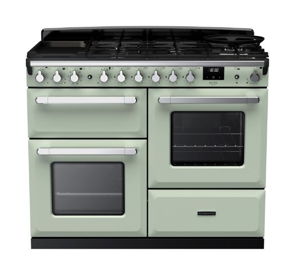 Rangemaster 15153 Estel Deluxe 110 Dual Fuel Range Cooker with Proving Drawer in Mint with Chrome Trim - ESDLO110DFPMNT/CM1_main