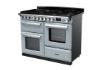 Rangemaster 15151 Estel Deluxe 110 Dual Fuel Range Cooker with Proving Drawer in Misty Blue with Chrome Trim - ESDLO110DFPMSB/CM1_angled view