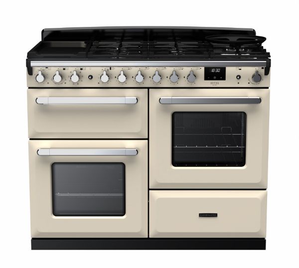 Rangemaster 15148 Estel Deluxe 110 Dual Fuel Range Cooker with Proving Drawer in Pale Cream with Chrome Trim - ESDLO110DFPPCR/CM1_main