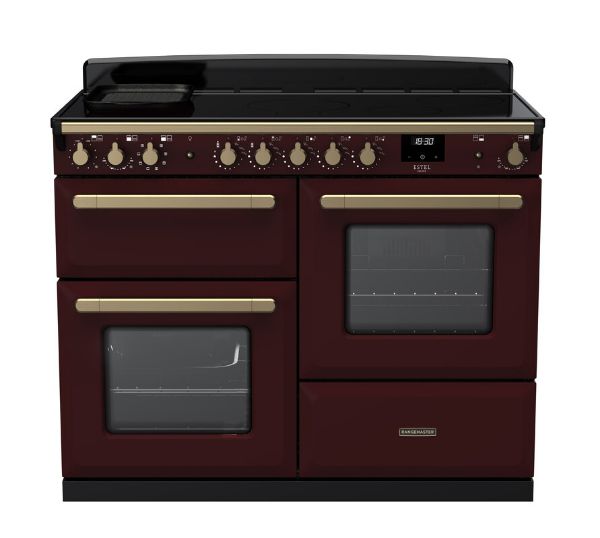Rangemaster 18126 Estel Deluxe 110 Induction Range Cooker with Proving Drawer in Bordeaux with Antique Brass Trim - ESDLO110EIPBOR/AB1_main