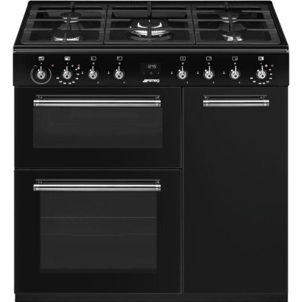 Smeg CX93GMBL 90cm Concert Dual Fuel Range Cooker in Black 