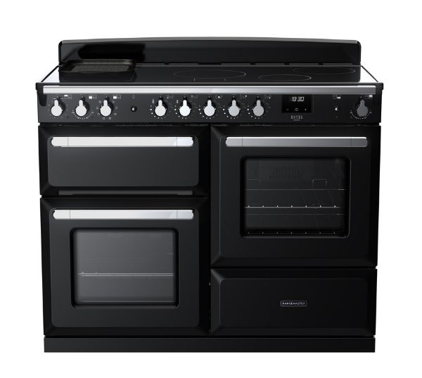 Rangemaster 15197 Estel Deluxe 110 Induction Range Cooker with Proving Drawer in Gloss Black with Chrome Trim - ESDLO110EIPGBL/CM1_main