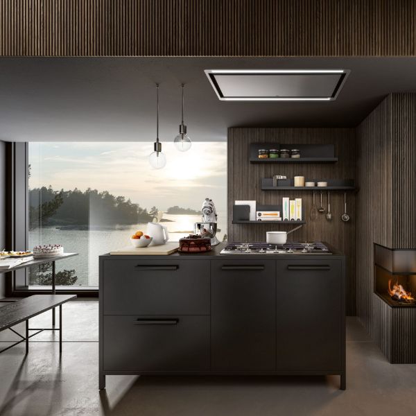 Elica HILIGHT-X–RM–SS 100cm Integrated Ceiling Hood in Stainless Steel - for use with remote motor_room view