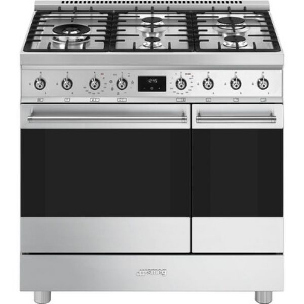Smeg C92GMX2 90cm Symphony Classic Dual fuel Cooker with Gas Hob_front