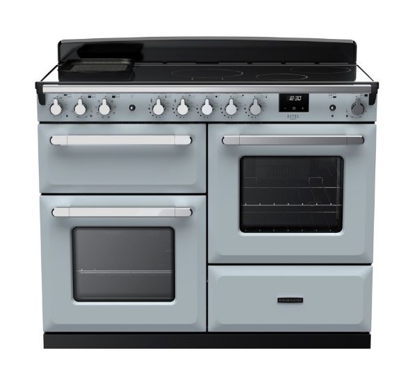 Rangemaster 15202 Estel Deluxe 110 Induction Range Cooker with Proving Drawer in Misty Blue with Chrome Trim - ESDLO110EIPMSB/CM1_main