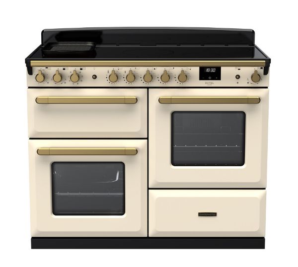 Rangemaster 18125 Estel Deluxe 110 Induction Range Cooker with Proving Drawer in Pale Cream with Antique Brass Trim - ESDLO110EIPPCR/AB1