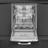 Smeg DIFABBL 60cm 50s style Built-in Dishwasher in Black _ front view door open fitted