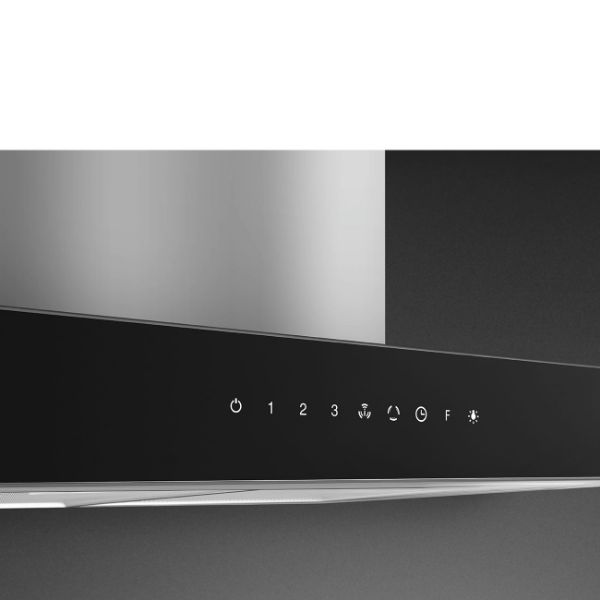 Smeg KBTI9L4VN 90cm Island Auto-Vent 2.0 Hood Stainless Steel with Black Glass controls