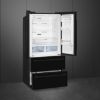 Smeg FQ55FNDE 84cm Two Door Two Drawer Fridge Freezer Black open 2