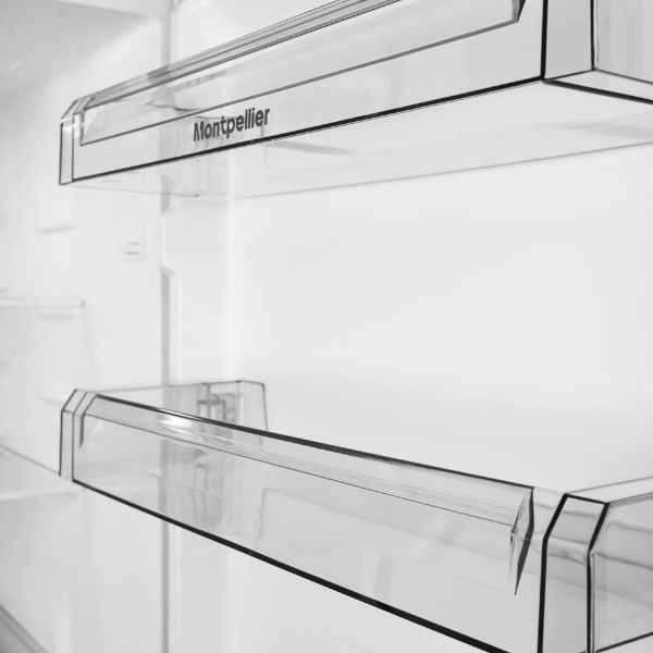 Montpellier MNF167EBK 55cm No Frost  Fridge Freezer in Black_shelves