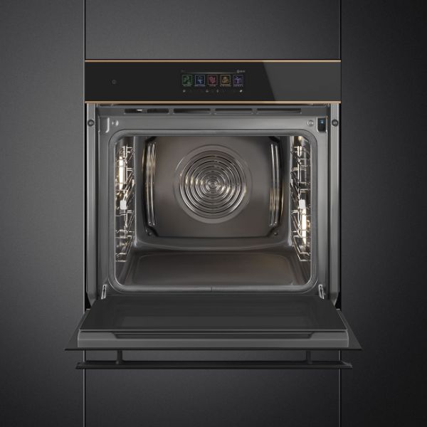 SOP6606S2PNR 60cm Dolce Stil Novo Pyrolytic SteamOne Oven Copper Trim open 2