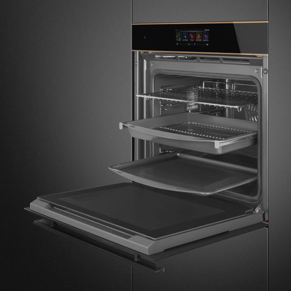 SOP6606S2PNR 60cm Dolce Stil Novo Pyrolytic SteamOne Oven Copper Trim shelves
