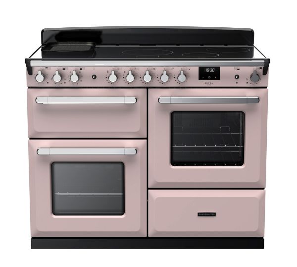 Rangemaster 15203 Estel Deluxe 110 Induction Range Cooker with Proving Drawer in Pale Pink with Chrome Trim - ESDLO110EIPPPK/CM1_main