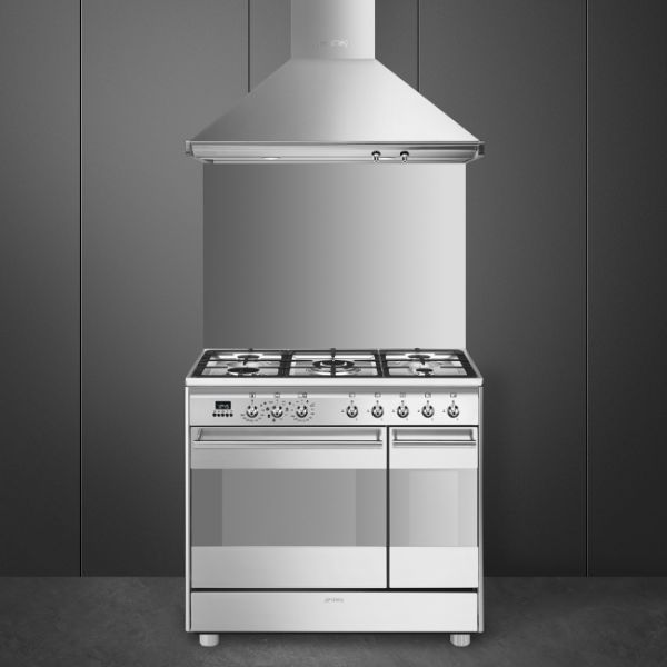 Smeg SCB92MX8 90cm Concert Dual Fuel Range Cooker Stainless Steel with hob