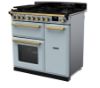 Rangemaster 18036 Estel Deluxe 90 Dual Fuel Range Cooker in Misty Blue with Antique Brass Trim - ESDL90DFPMSB/AB1_angled