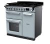 Rangemaster 14981 Estel Deluxe 90 Dual Fuel Range Cooker in Misty Blue with Chrome Trim - ESDL90DFPMSB/CM1_angled