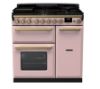 Rangemaster 18037 Estel Deluxe 90 Dual Fuel Range Cooker in Pale Pink with Antique Brass Trim - ESDL90DFPPPK/AB1_main