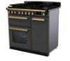 Rangemaster 18033 Estel Deluxe 90 Dual Fuel Range Cooker in Slate with Antique Brass Trim - ESDL90DFPSLT/AB1_angled