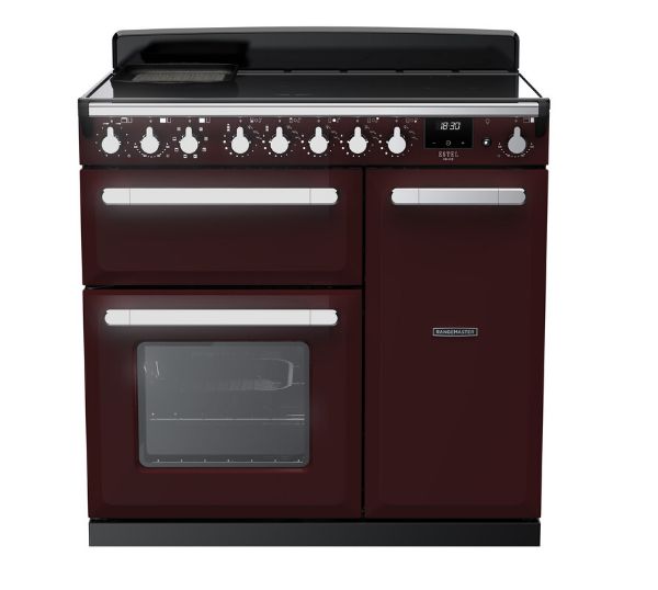 Rangemaster 15030 Estel Deluxe 90 Induction Range Cooker in Bordeaux with Chrome Trim - ESDL90EIPBOR/CM1_main