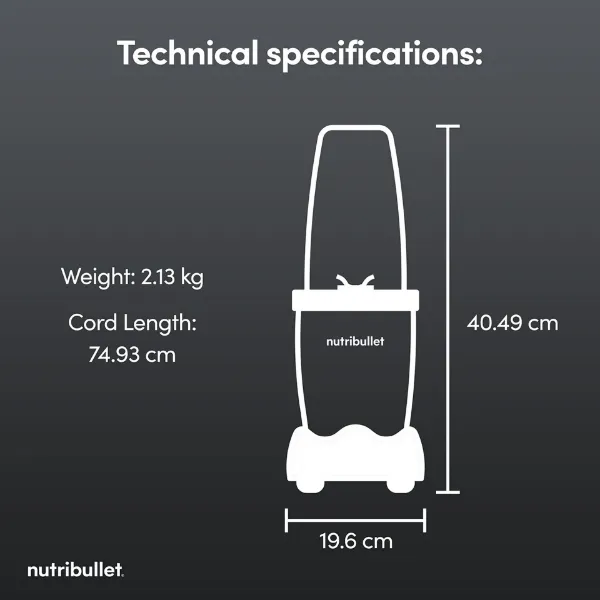Nutribullet 2775 McLaren Portable Blender - Grey_dimensions