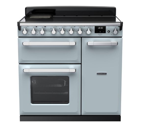 Rangemaster 15032 Estel Deluxe 90 Induction Range Cooker in Misty Blue with Chrome Trim - ESDL90EIPMSB/CM1_main