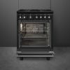 Smeg CX61GMBL 60cm Concert Dual Fuel Cooker Black open 2