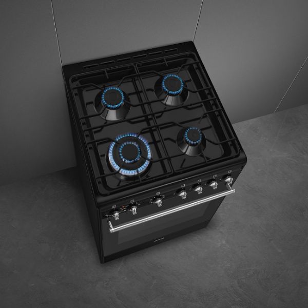 Smeg CX61GMBL 60cm Concert Dual Fuel Cooker Black hob