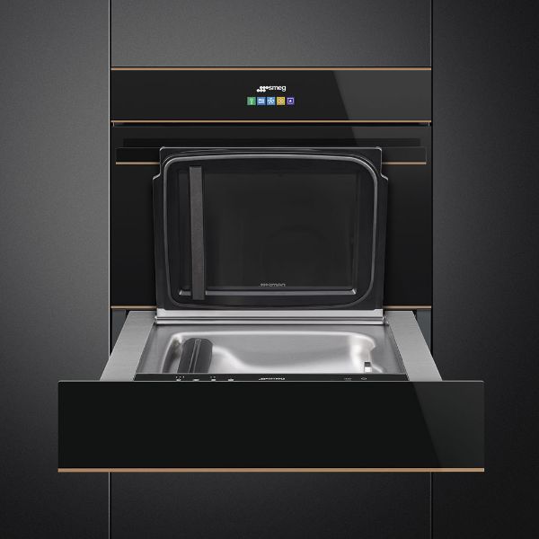 Smeg CPV615NR 15cm Height Dolce Stil Novo Vacuum Drawer Copper Trim open 2