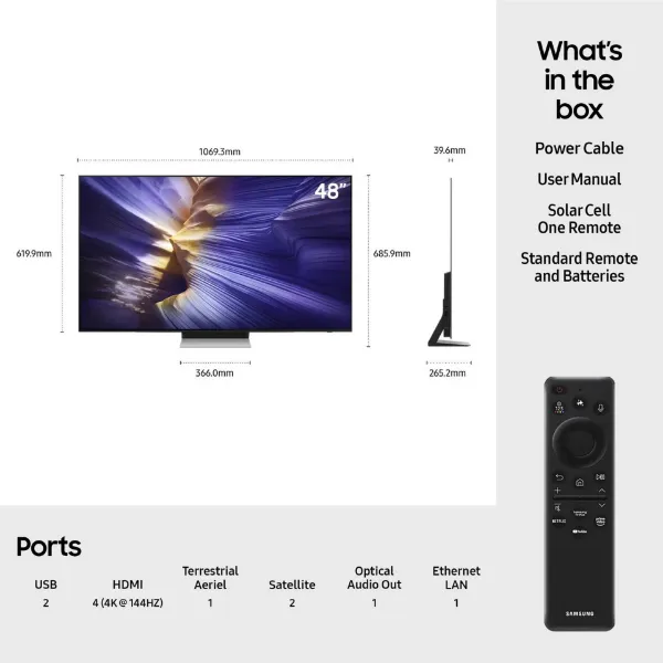 Samsung QE48S90FAEXXU 48" 4K OLED Smart AI TV TV_remote